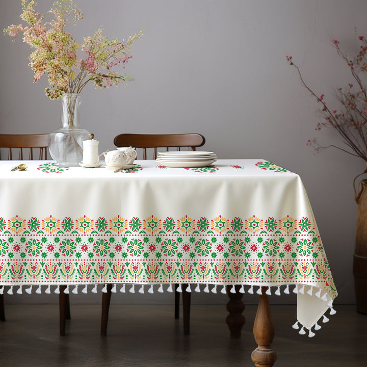 Polyester Boho Bright Green Table Cloth (Pack of 1)
