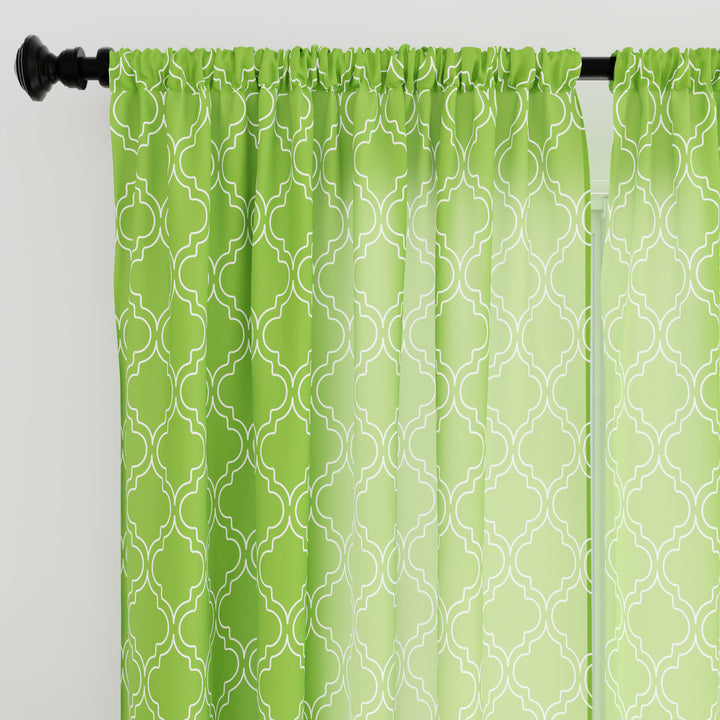 Polyester Trellis Greenery Curtain (Pack of 2)