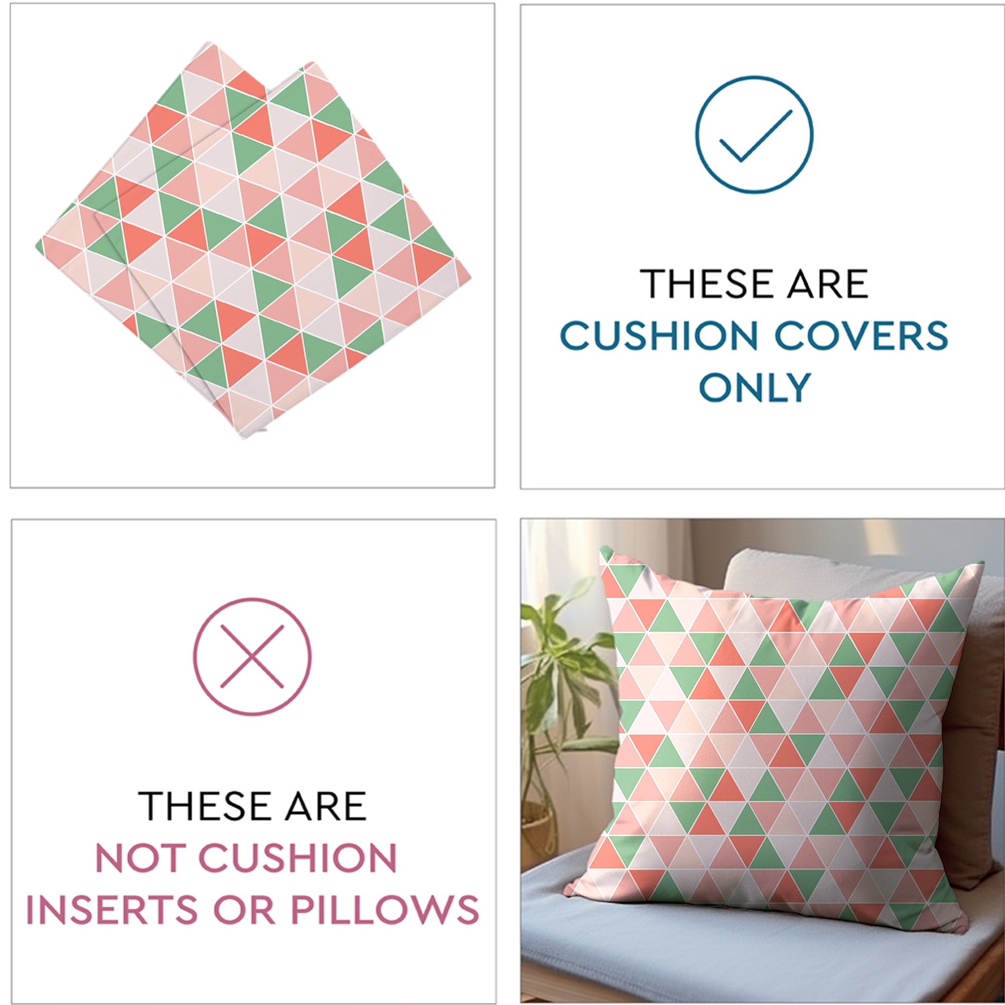 Micro Big Triangles Tomato Cushion Cover