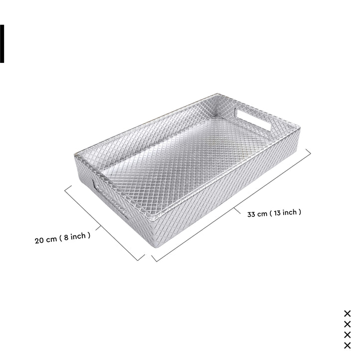 Leather Silver Leather Serving Tray