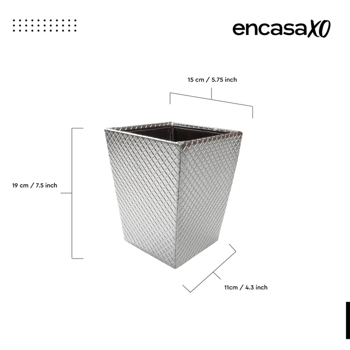 PU-Leather Silver Leather Dustbin