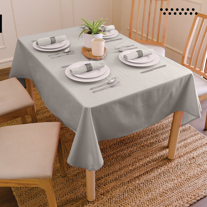 Cotton Light Grey Table Cloth (Pack of 1)