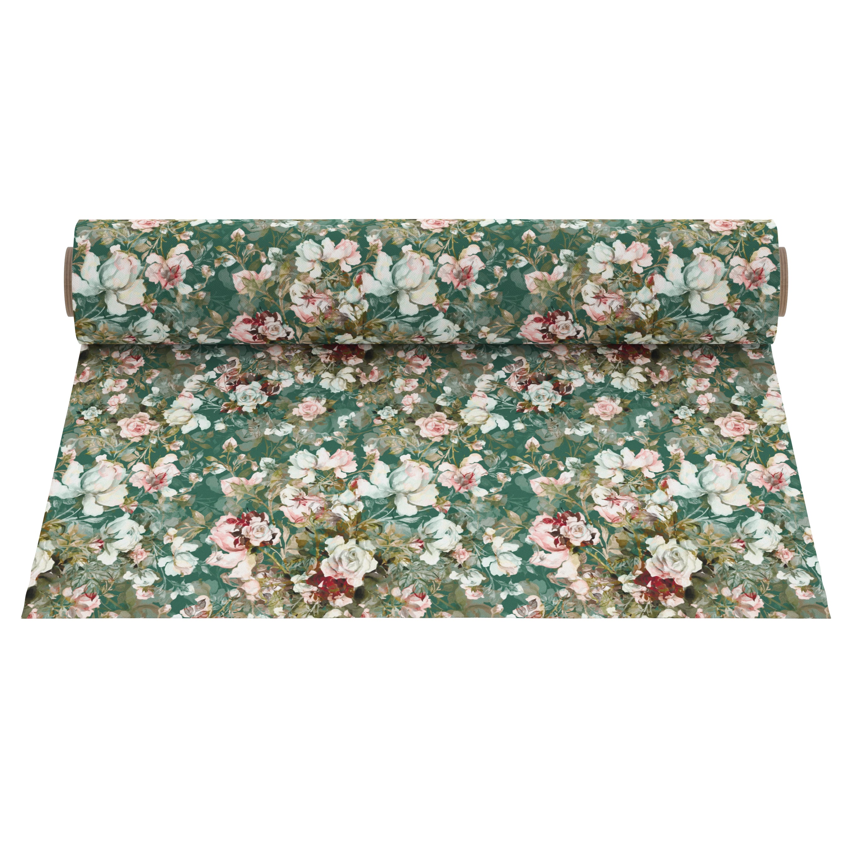20s Cotton Twill Green Roses Fabric (Pack of 1)