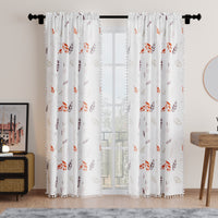 Polyester Boho Leaves Curtain (Pack of 2)