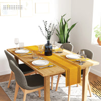 Cotton Ladder Yellow Table Runner+Placemat (Pack of 5)