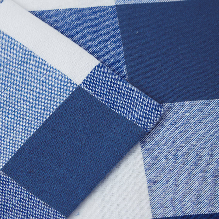Cotton Buffalo Blue Checks Cushion Cover (Pack of 2)