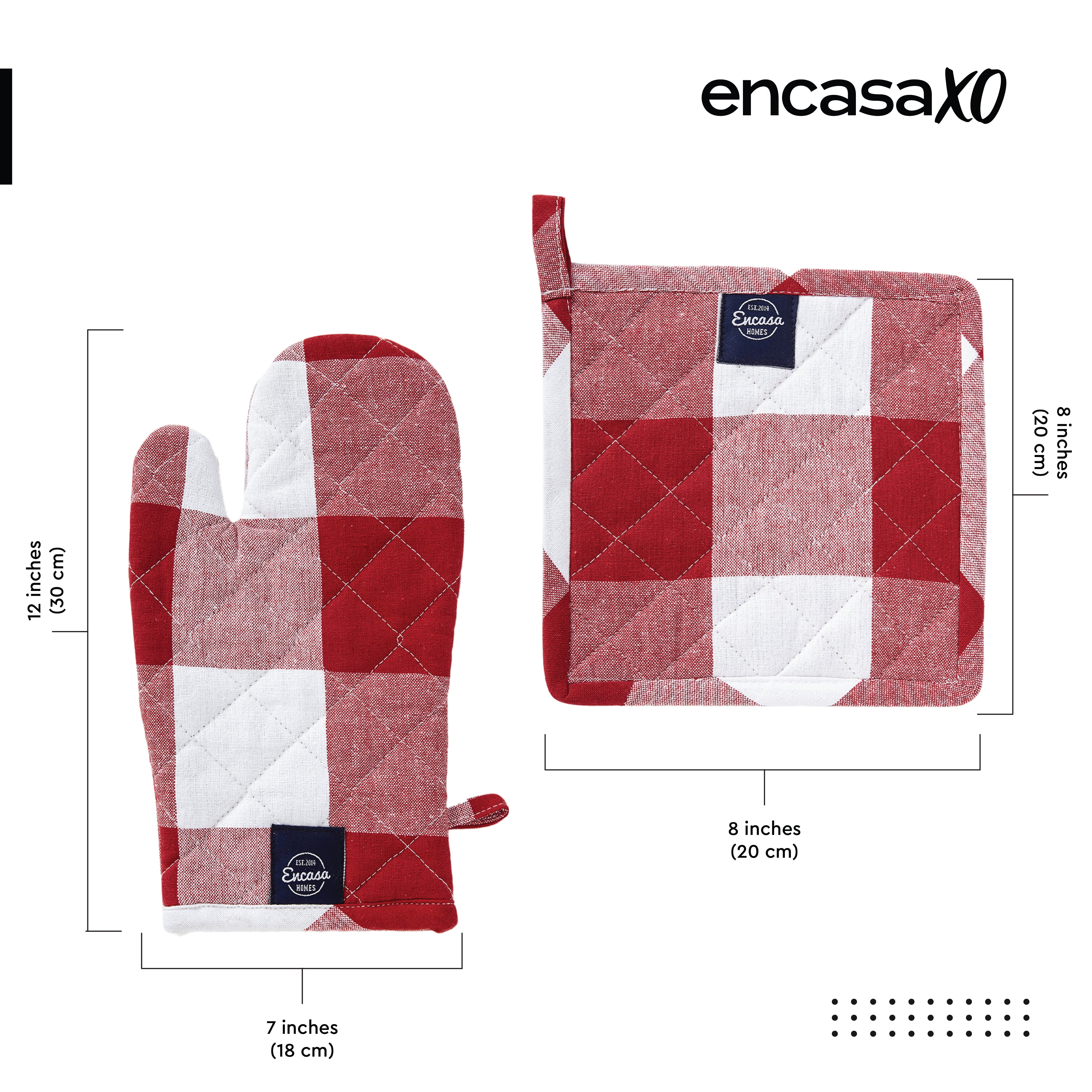 Cotton Buffalo Red Checks Oven Glove & Pot Holder