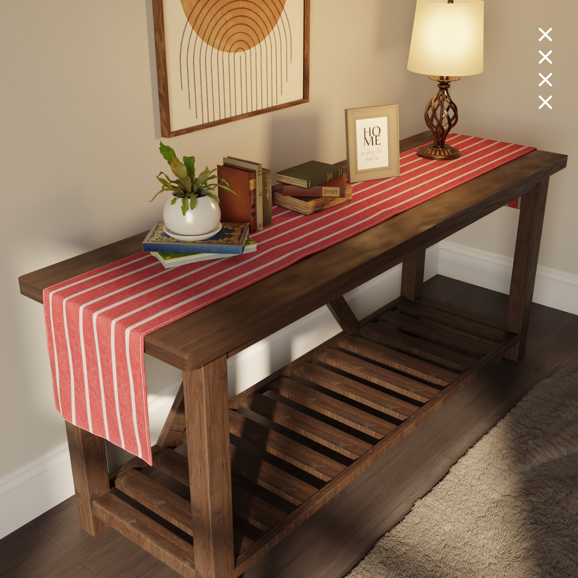 RC Yarn-Dyed Roma Red Stripes Table Runner (Pack of 1)
