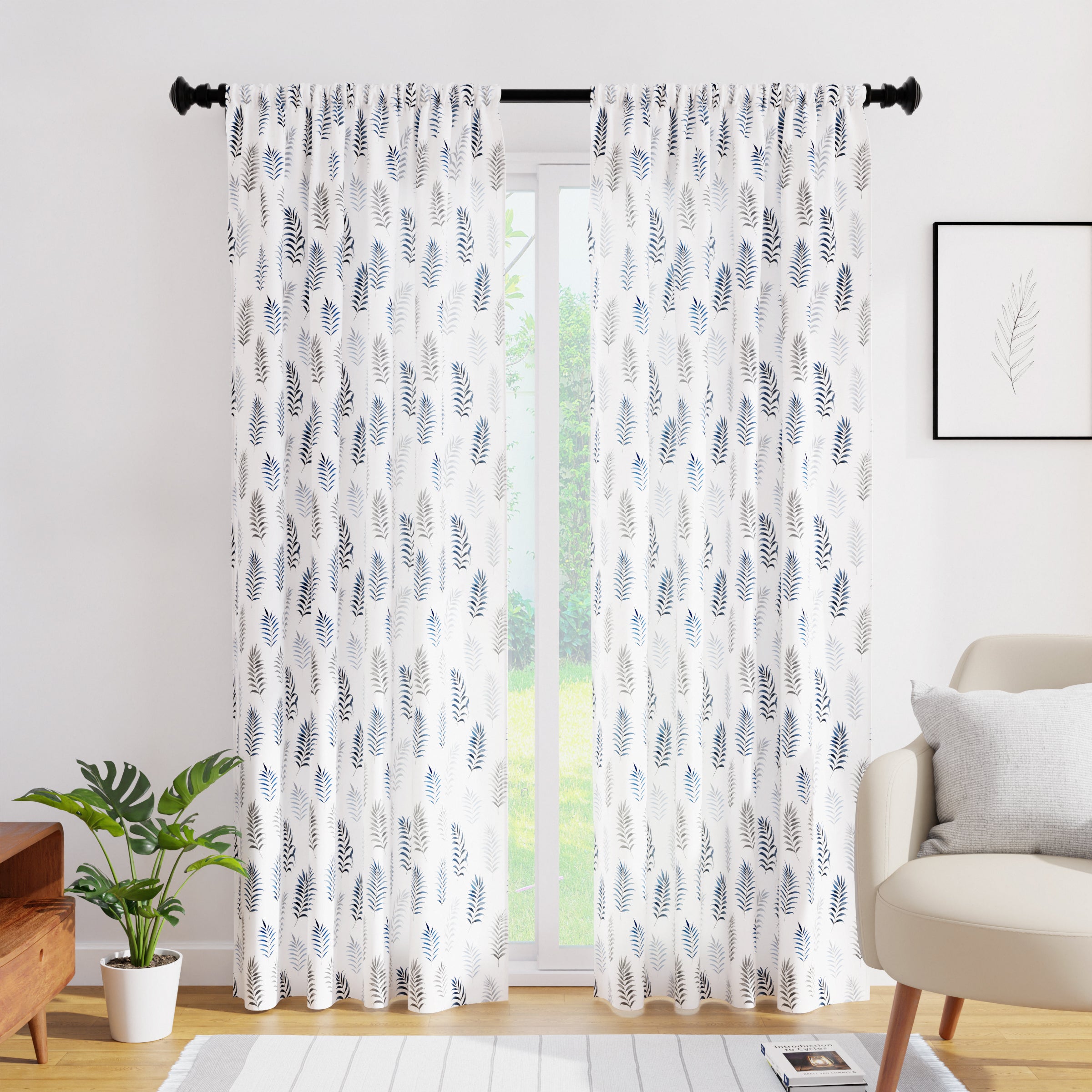 Polyester Palm Leaves Curtain (Pack of 2)