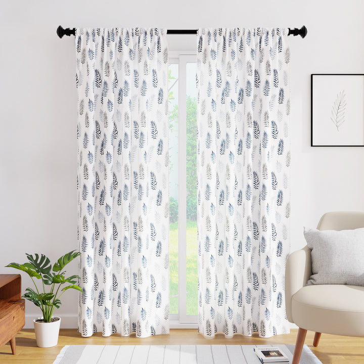 Polyester Palm Leaves Curtain (Pack of 2)