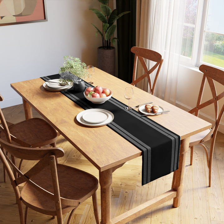 Cotton Ladder Black Table Runner (Pack of 1)