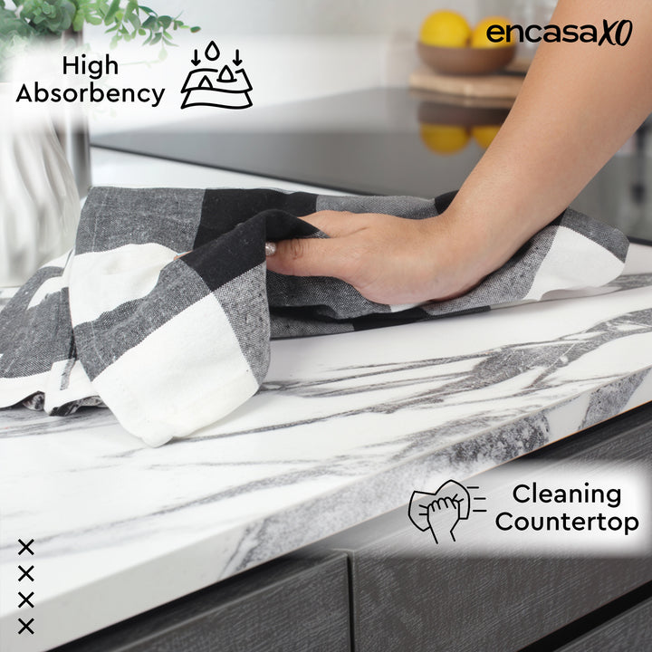 Cotton Buffalo Black Checks Kitchen Towel (Pack of 4)