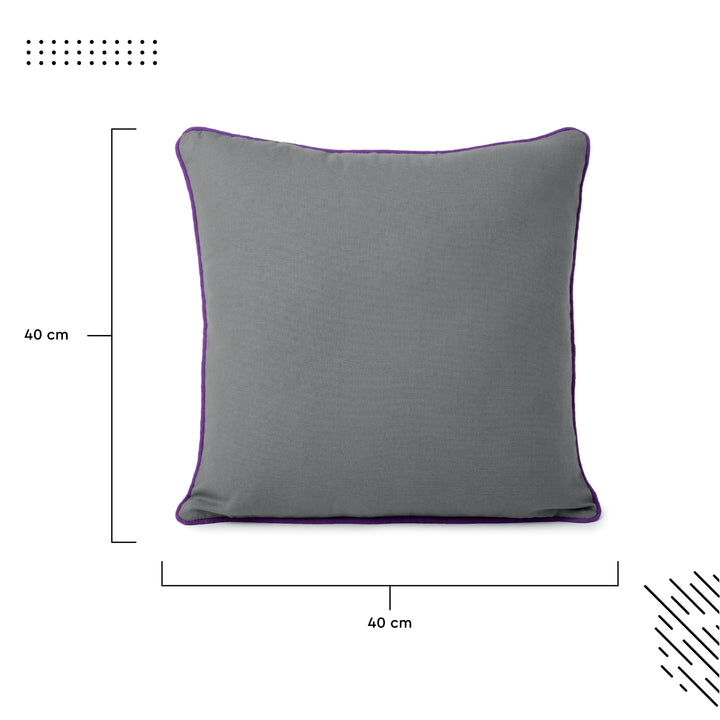 Cotton Grey+Purple Cushion Cover (Pack of 2)