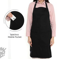 Cotton Full Black Apron (Pack of 1)