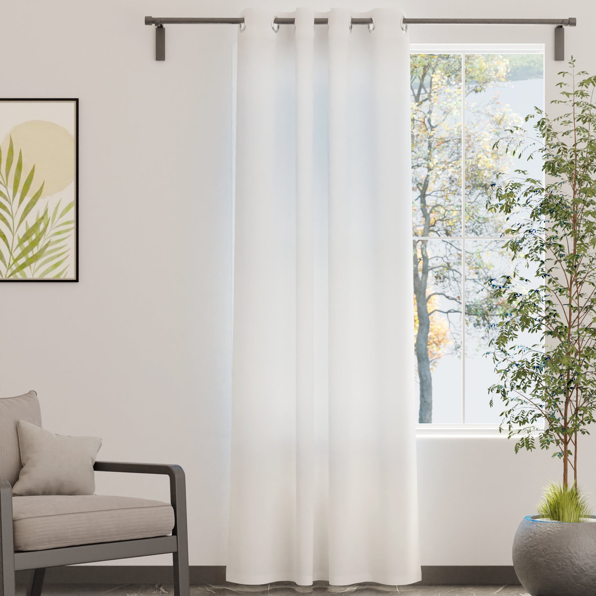 Canvas White Curtain (Pack of 1)