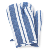 Cotton Franca Blue Stripes Oven Gloves (Pack of 2)