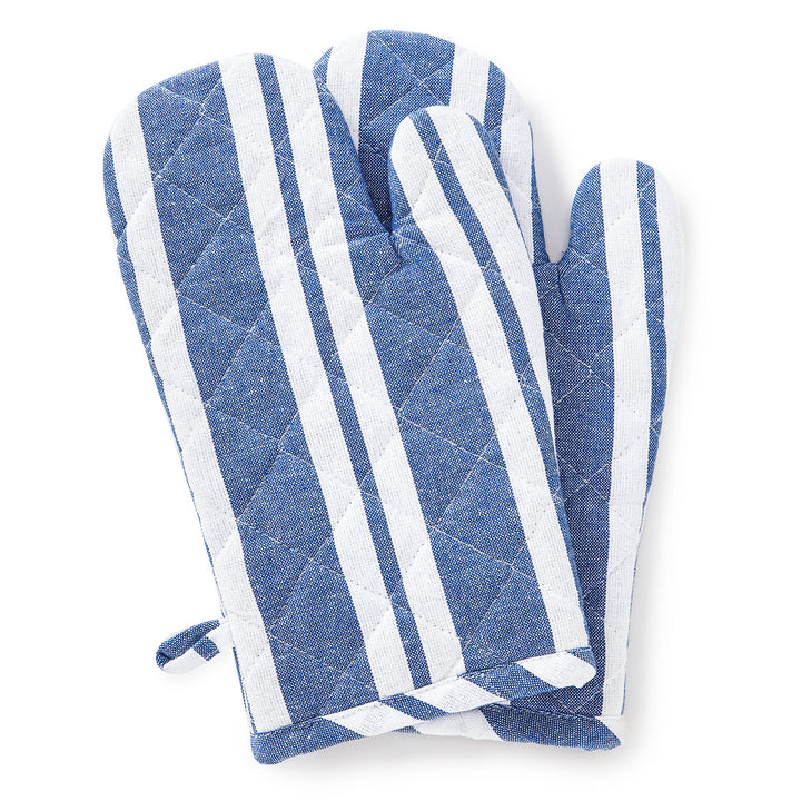 Cotton Franca Blue Stripes Oven Gloves (Pack of 2)