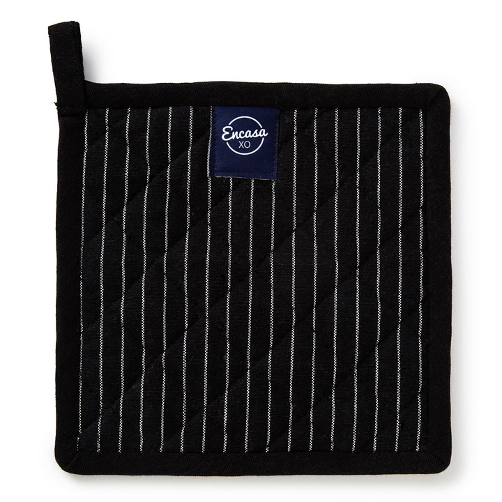 Cotton Butcher Stripes Black Pot Holders (Pack of 2)