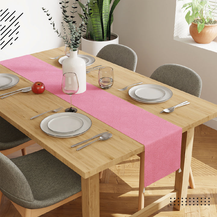 Embossed Velvet Pink Table Runner