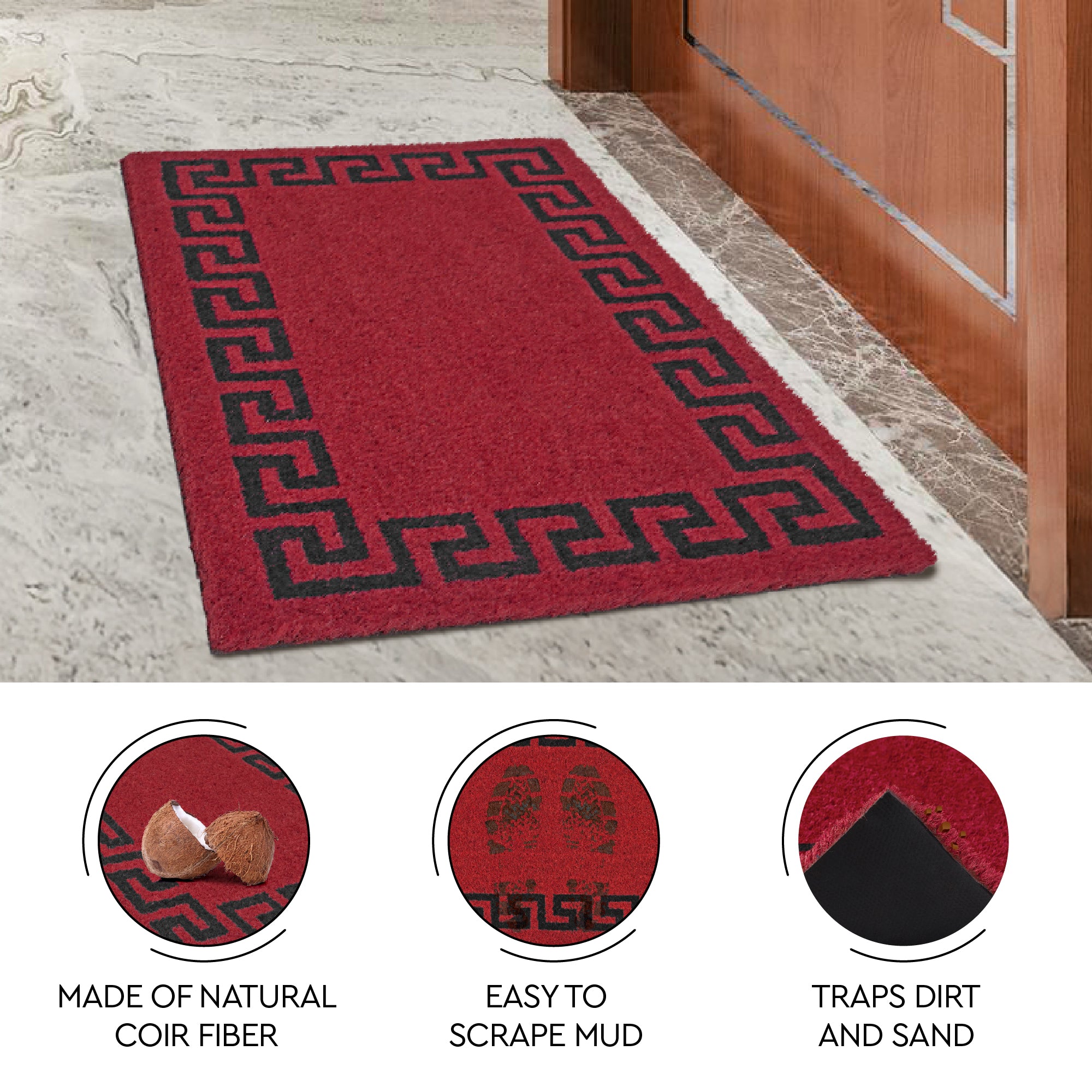 Coir Door Mats for Home Entrance Thick Anti-slip Welcome Doormat with PVC Back | Ideal for Indoor, Outdoor, Patio, Home and Office | Durable and Easy to Clean