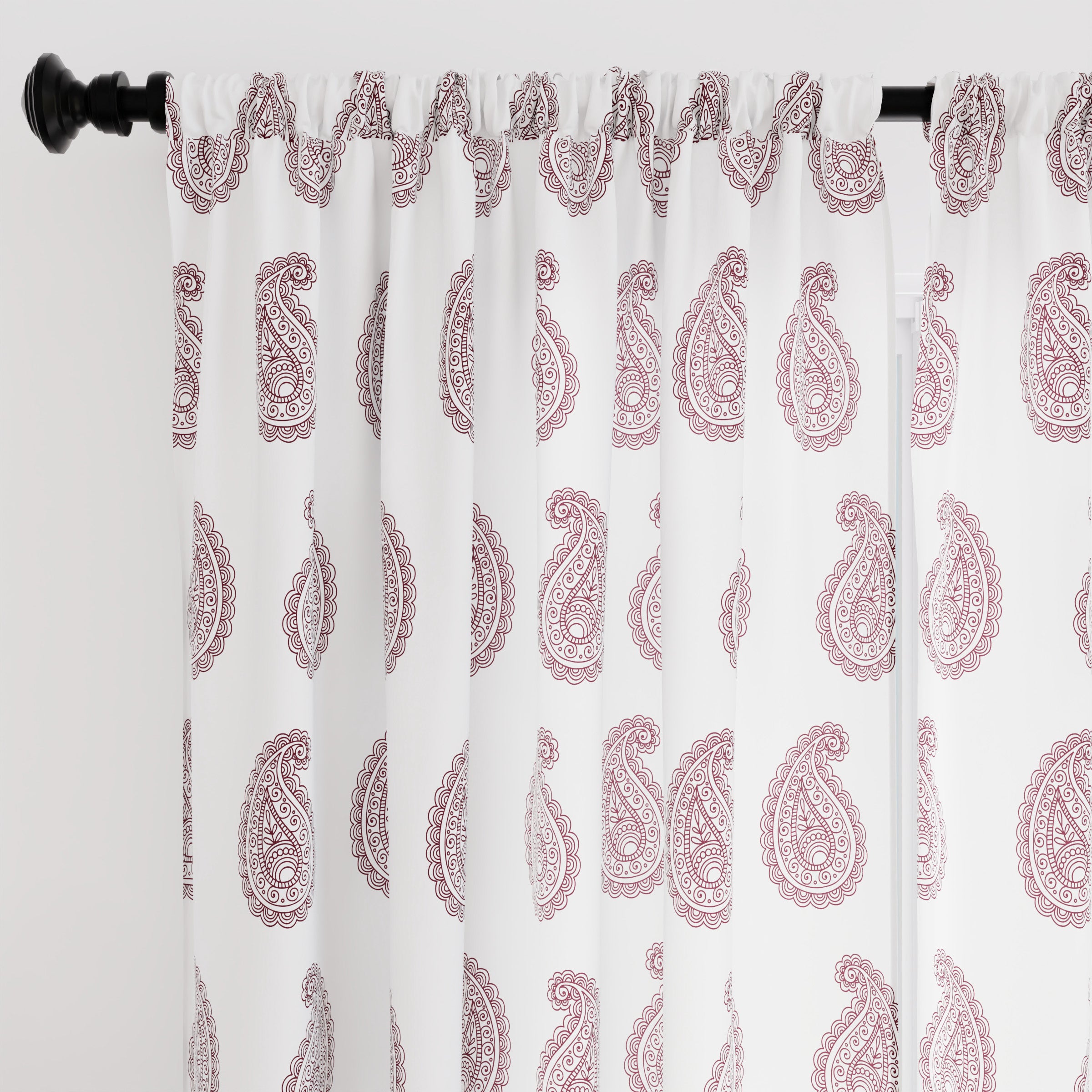 Polyester Paisleys Curtain (Pack of 2)