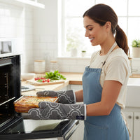 20s Sheeting Trellis Grey Oven Gloves (Pack of 2)