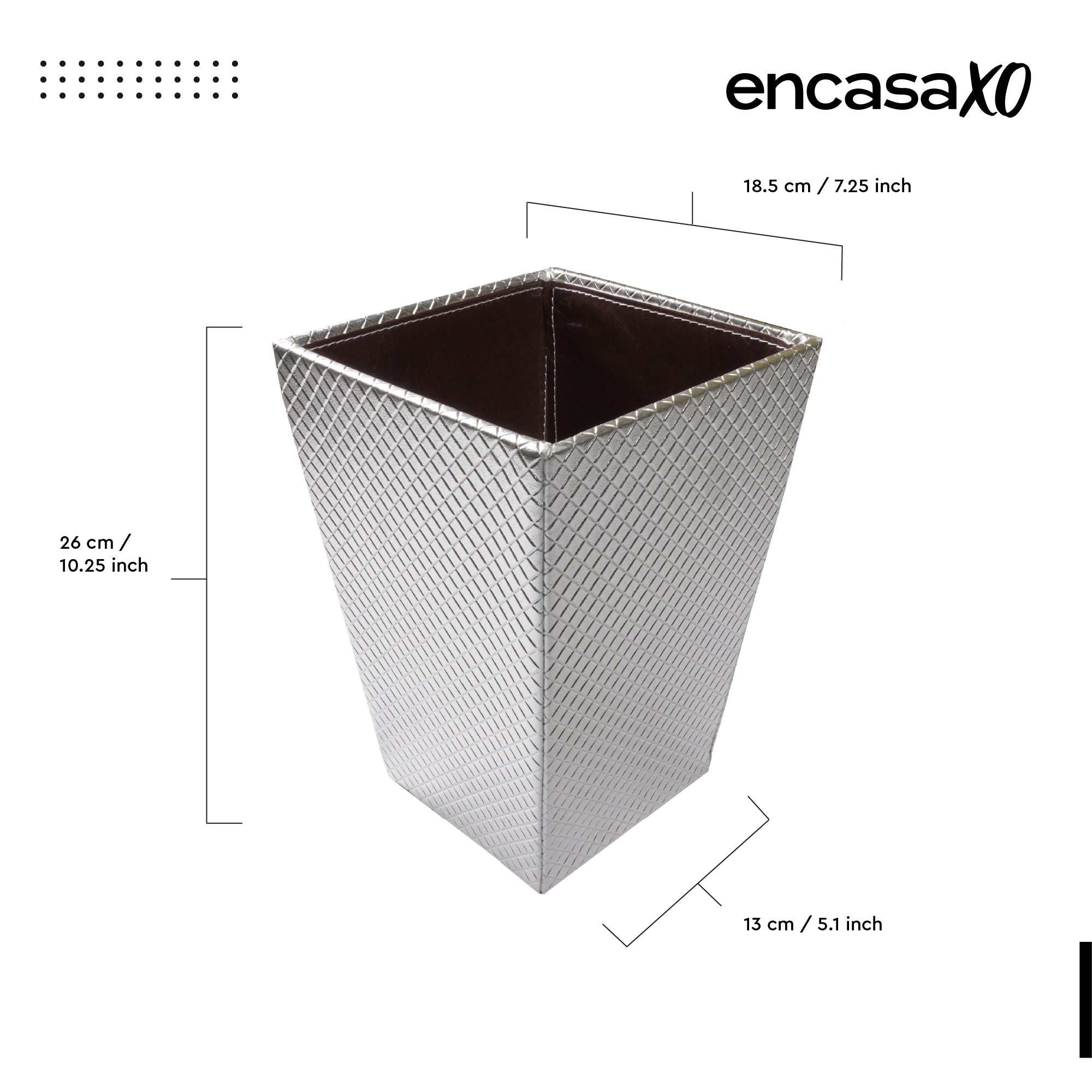 PU-Leather Silver Leather Dustbin