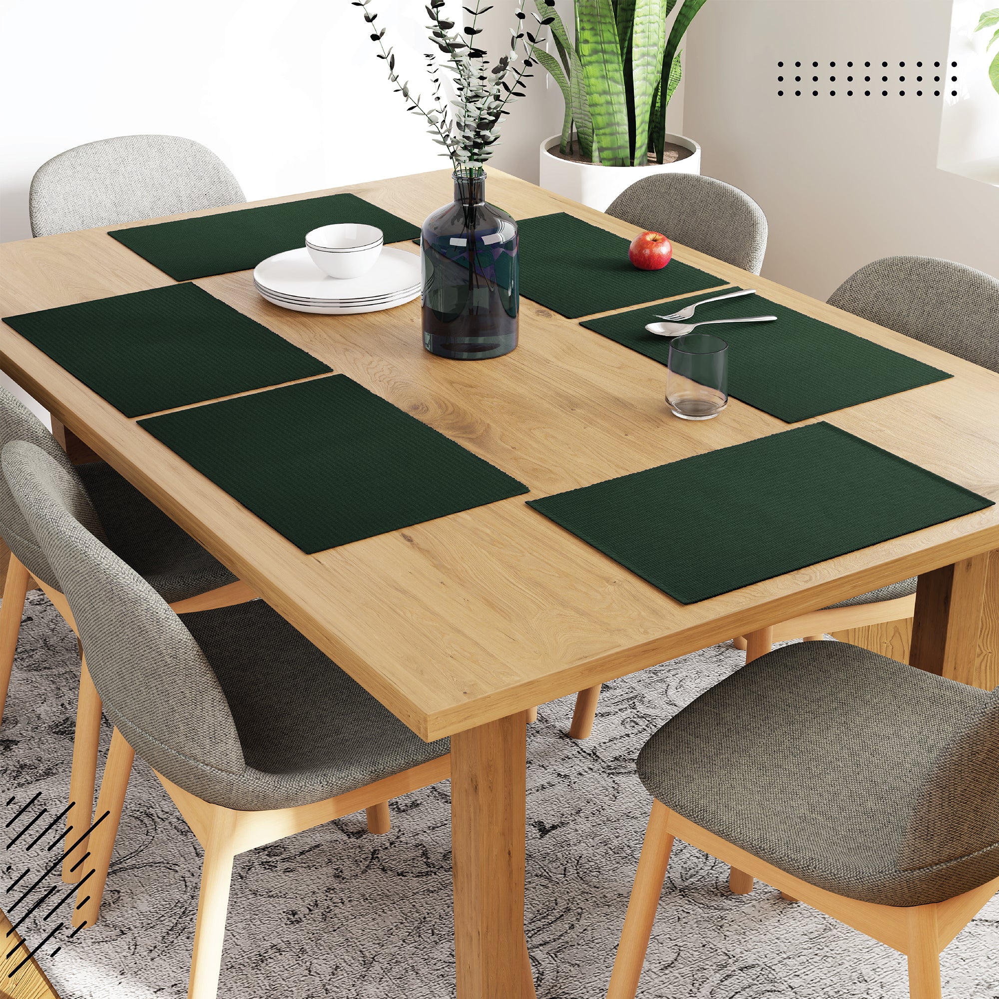 Cotton Dark Green Placemat (Pack of 6)