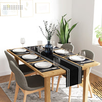 Cotton Ladder Black Table Runner+Placemat (Pack of 7)