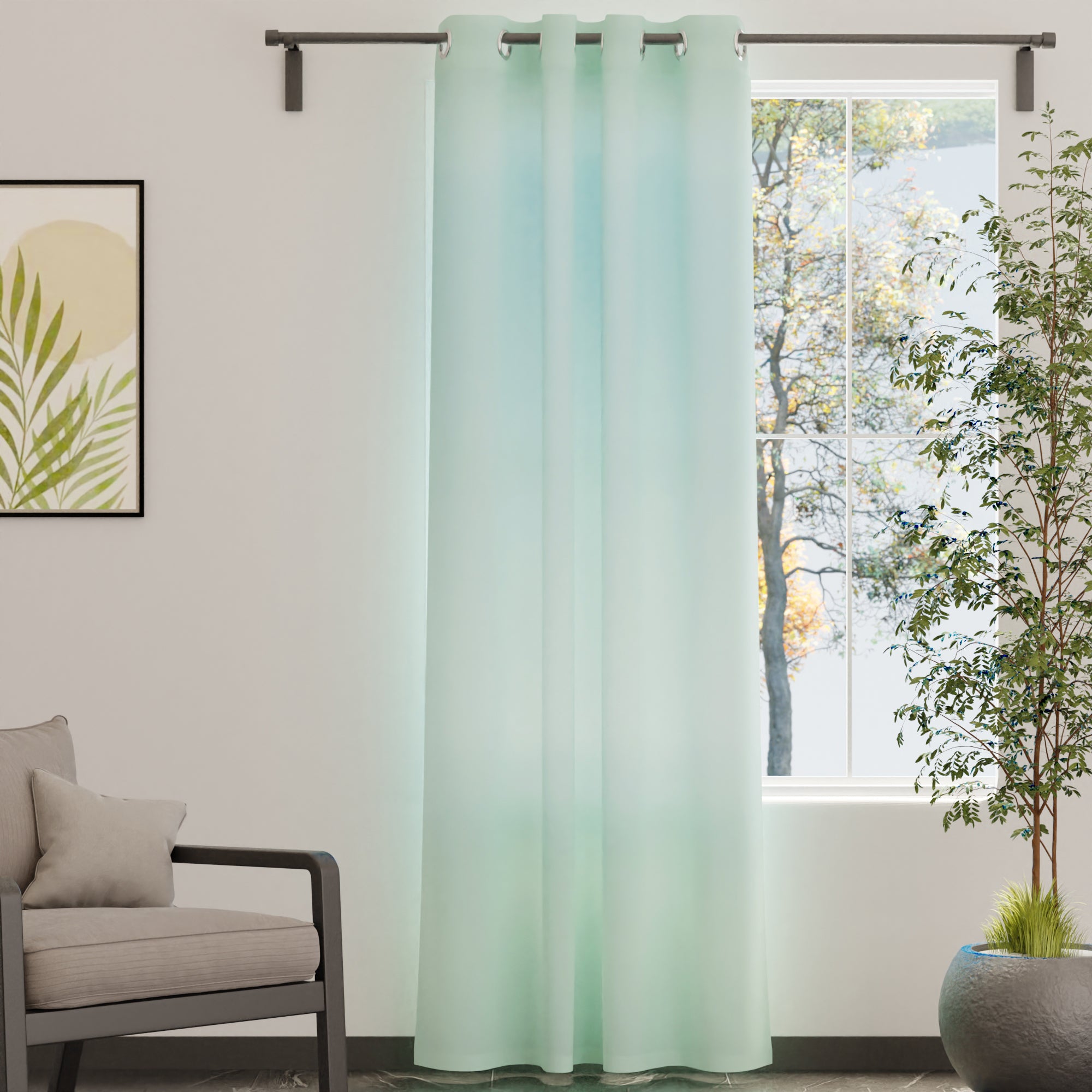 Canvas Mint Green Curtain (Pack of 1)