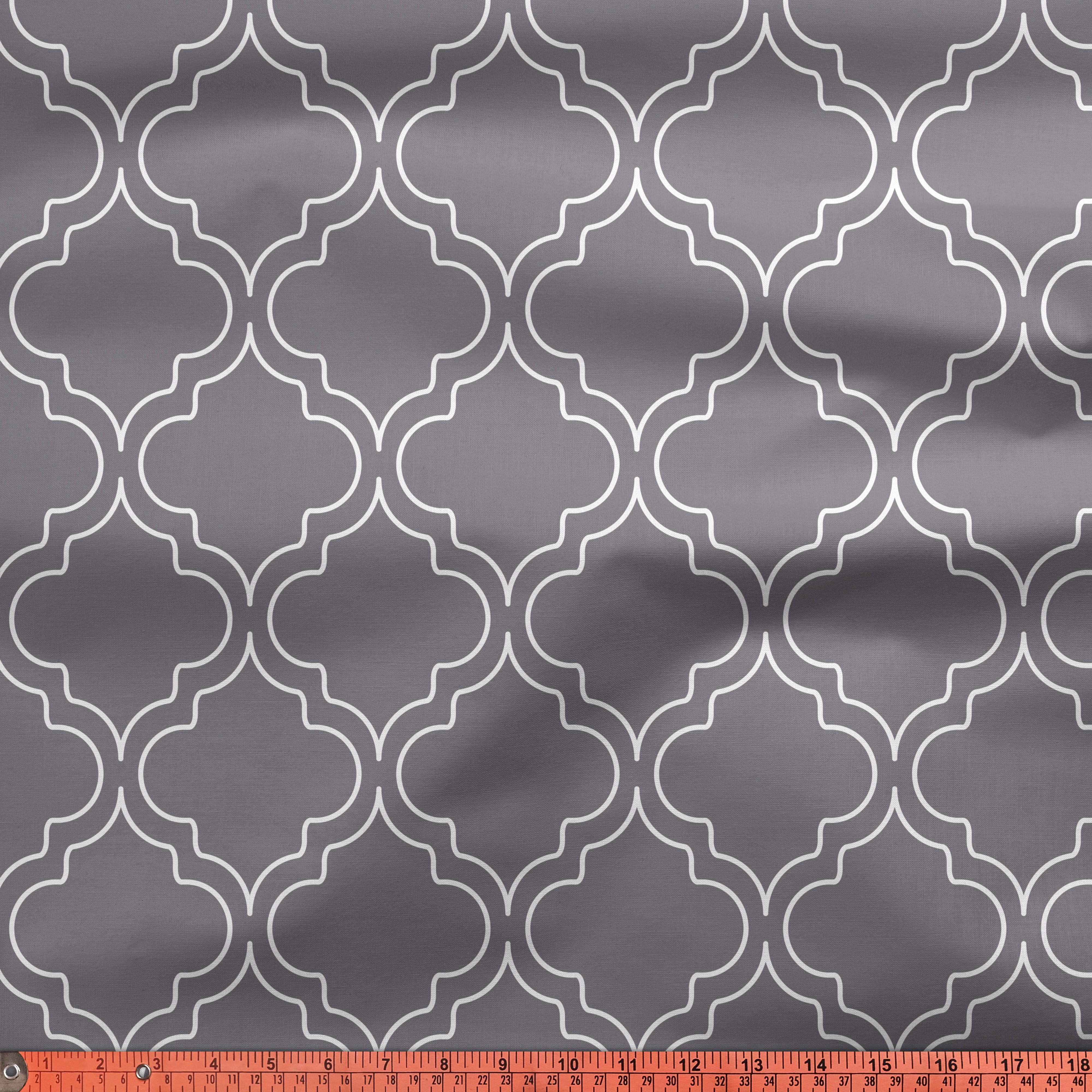 Polyester Printed Trellis Grey Fabric (1 Meter)