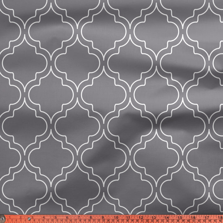 Polyester Printed Trellis Grey Fabric (1 Meter)