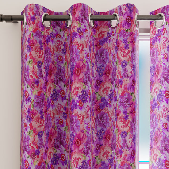 Blackout Polyester F2 Pink Curtain (Pack of 2)