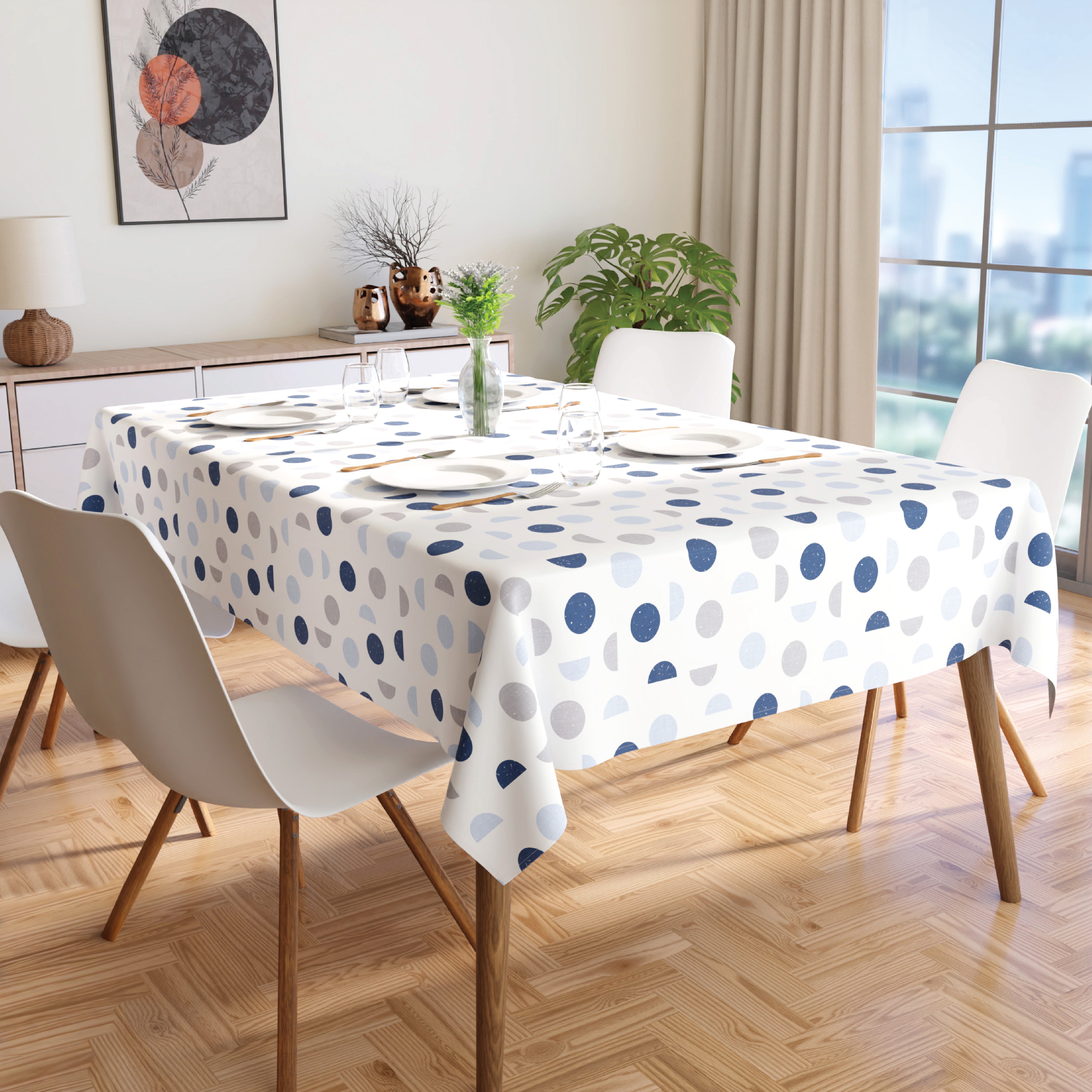 Cotton Blue Moon Table Cloth (Pack of 1)