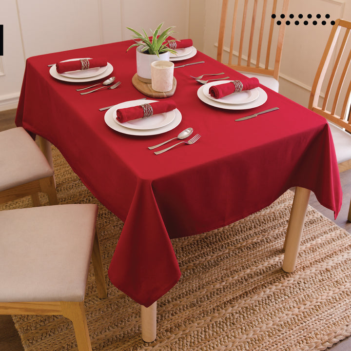 Cotton Deep Red Table Cloth (Pack of 1)
