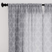 Polyester Trellis Grey Curtain (Pack of 2)