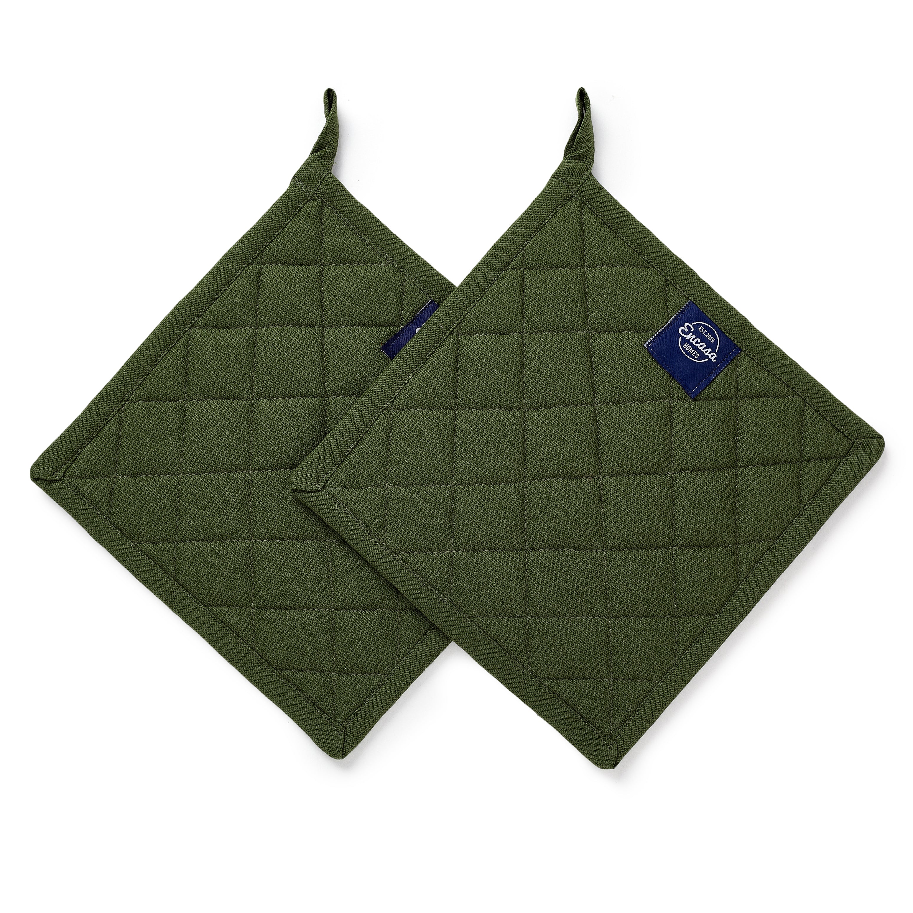 Yarn Dyed Cotton Leaf Green Potholder (Pack of 4)