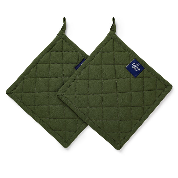 Yarn Dyed Cotton Leaf Green Potholder (Pack of 4)