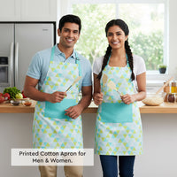 Printed Cotton Triangles Aqua Apron (Pack of 1)