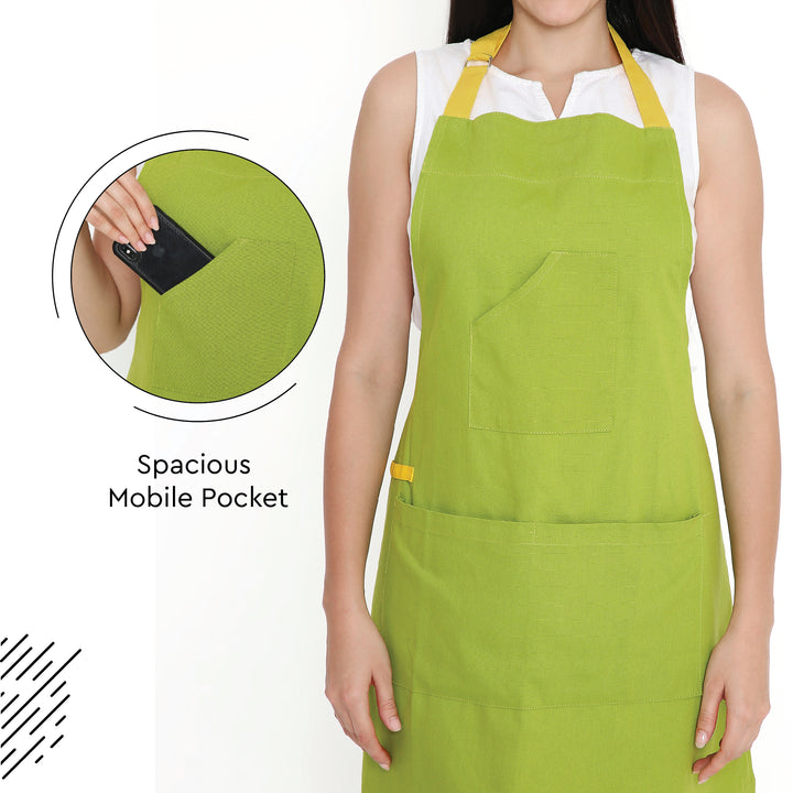 Cotton Lime Green Apron (Pack of 1)