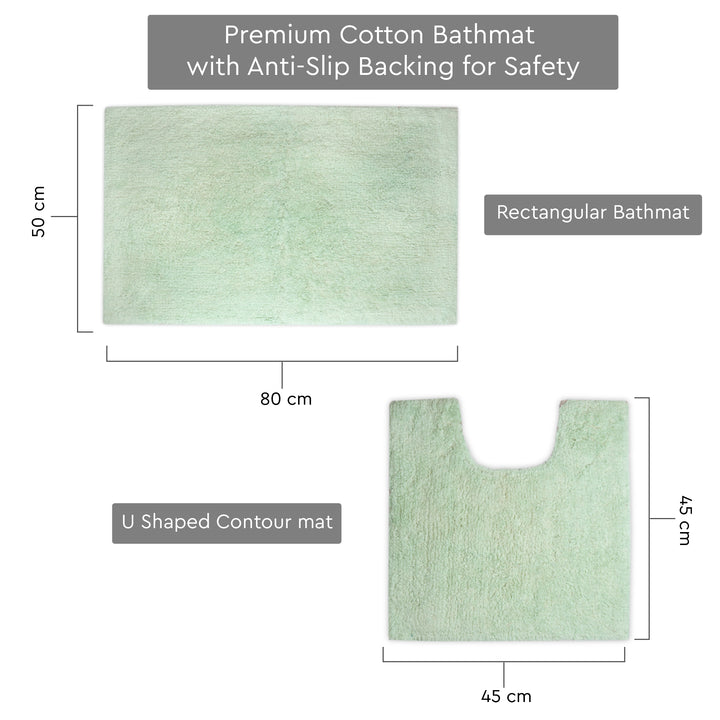 Cotton Sage Green Bathmat (Pack of 2)