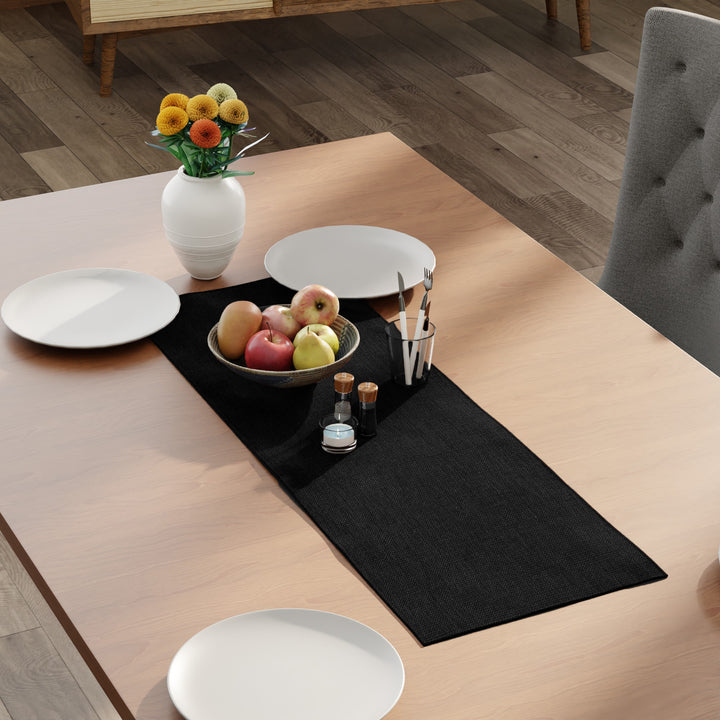 Chenille Black Table Runner