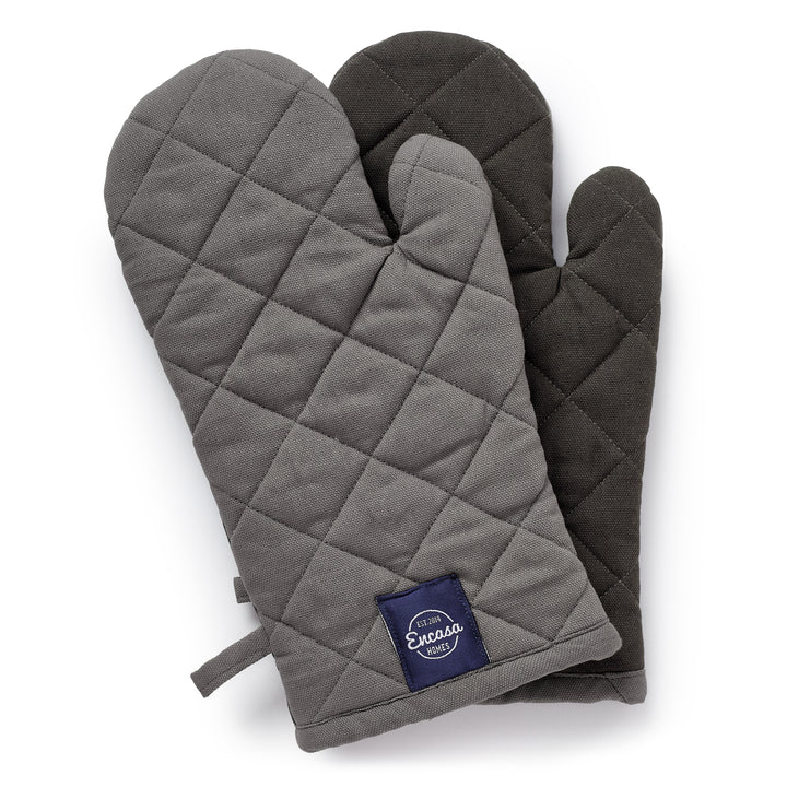 Cotton Grey Oven Gloves (Pack of 2)