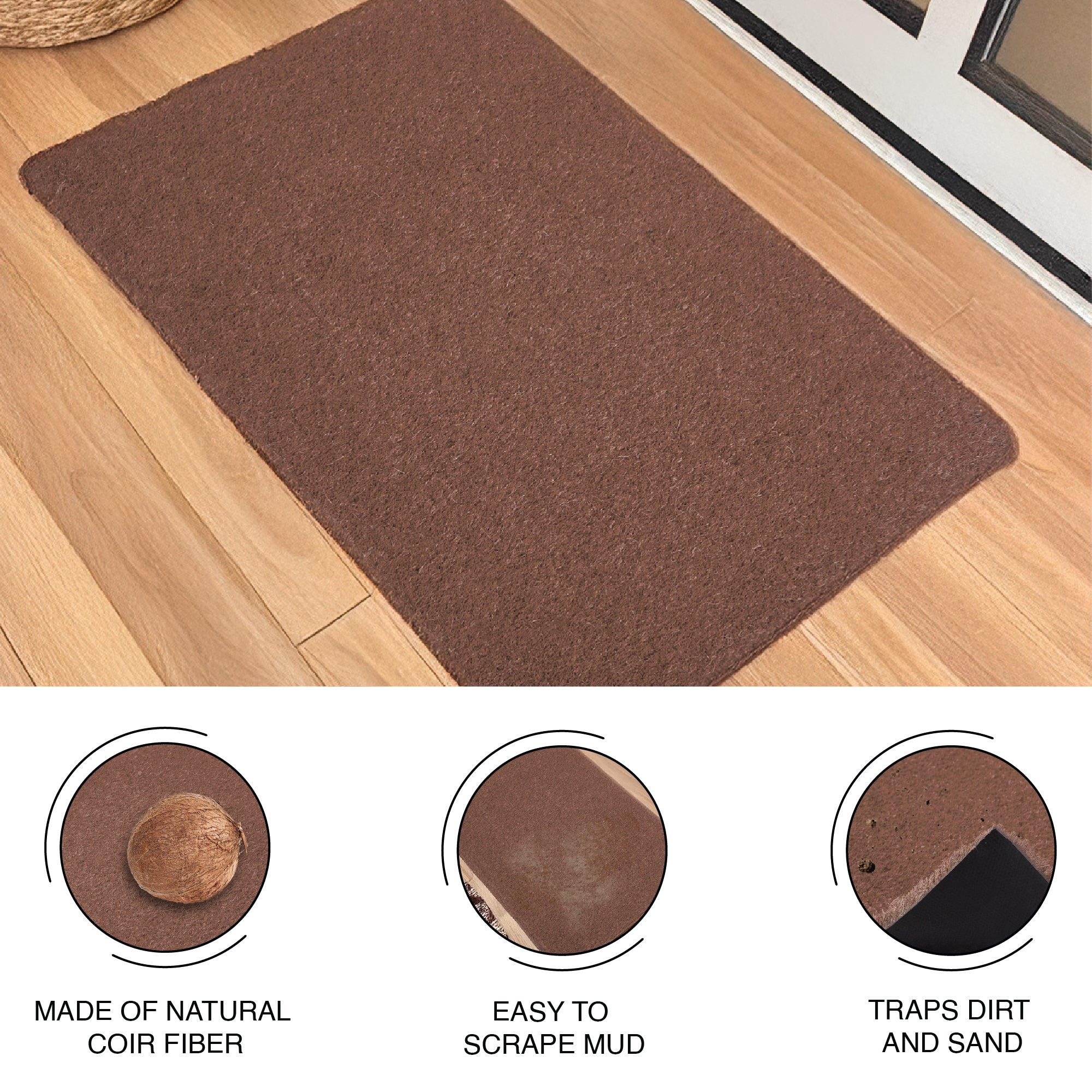 Coir Door Mats for Home Entrance Thick Anti-slip Welcome Doormat with PVC Back | Ideal for Indoor, Outdoor, Patio, Home and Office | Durable and Easy to Clean