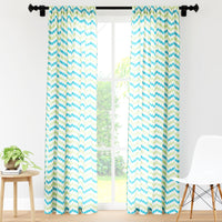 Polyester Chevron Green Curtain (Pack of 2)