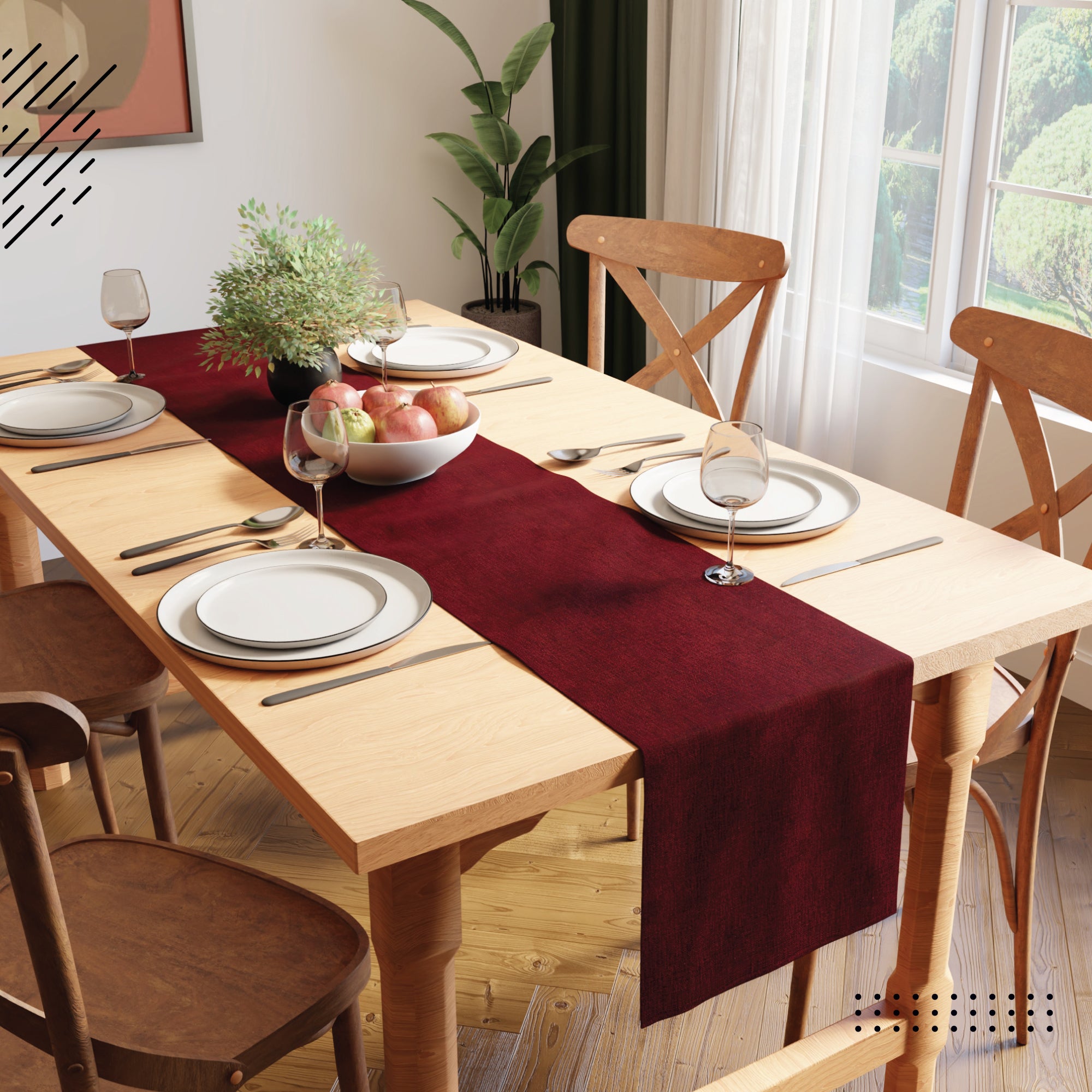 Chenille Maroon Table Runner