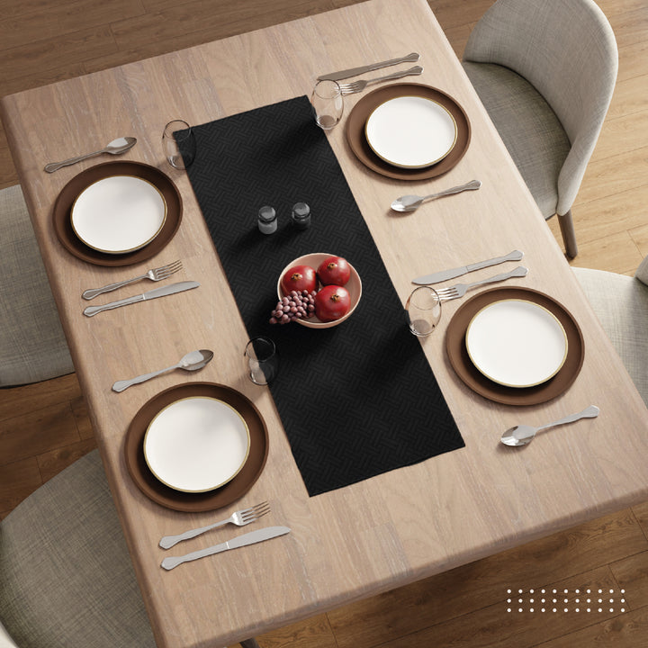 Quilted Velvet Black Table Runner