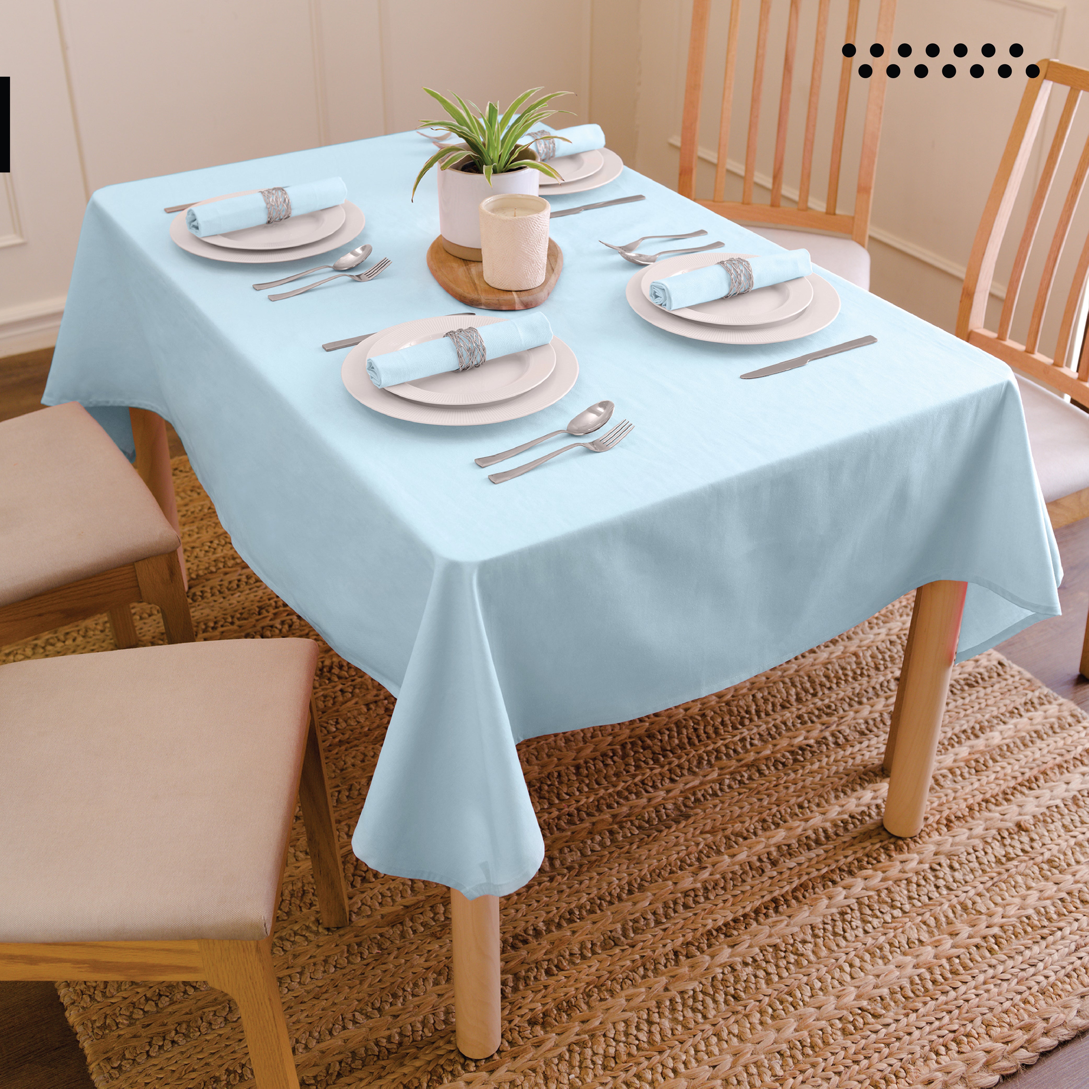Cotton Ice Blue Table Cloth (Pack of 1)