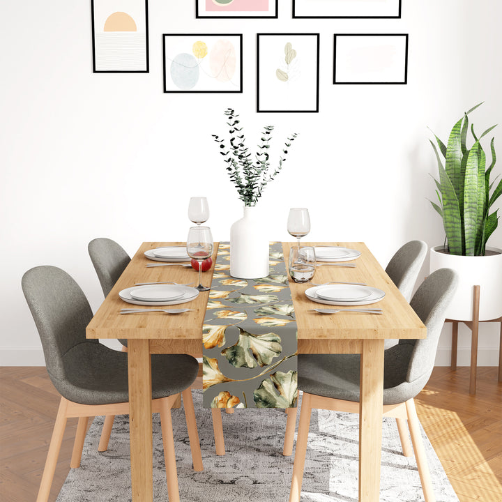 Blackout Polyester Gingko Grey Table Runner (Pack of 1)