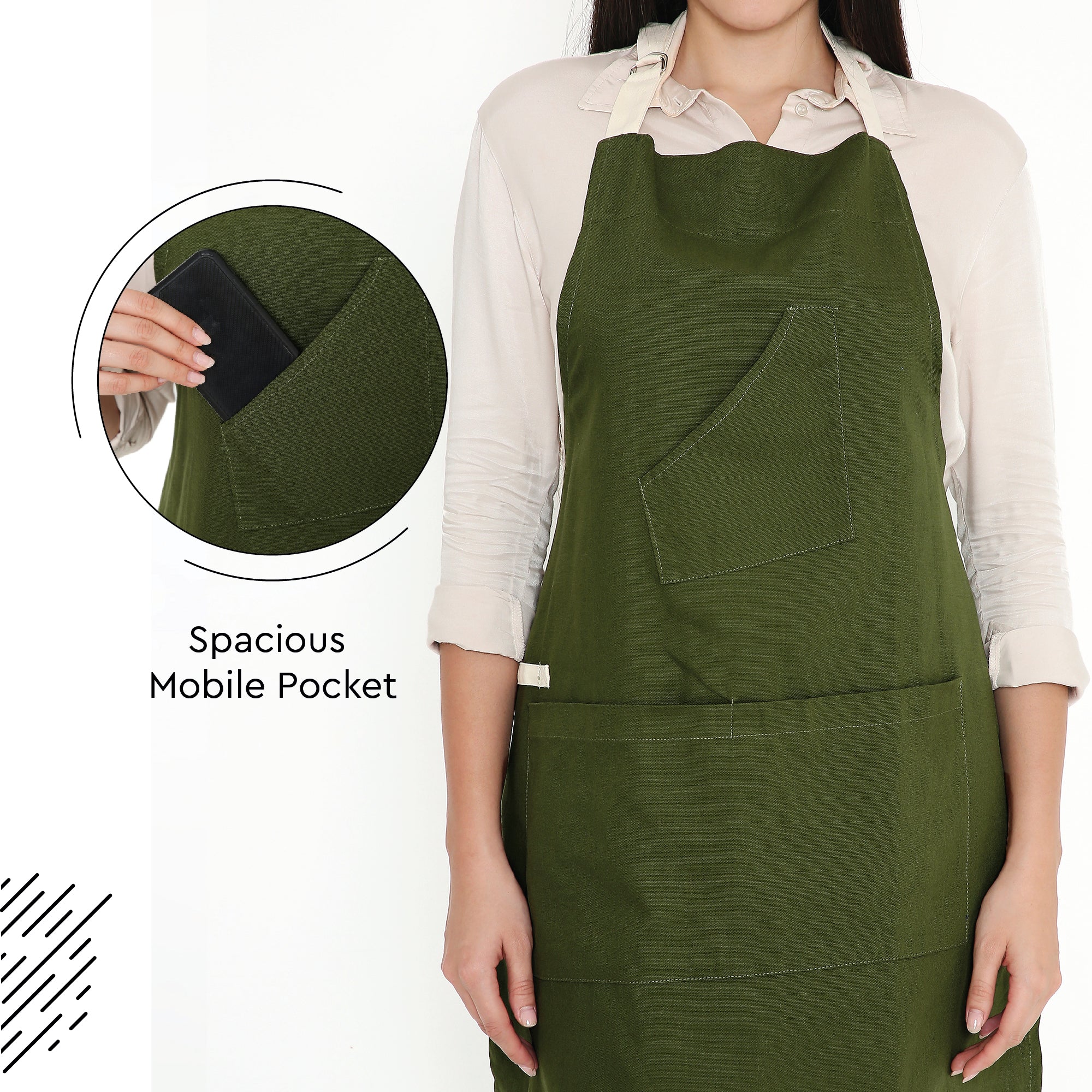 Cotton Leaf Green Apron (Pack of 1)